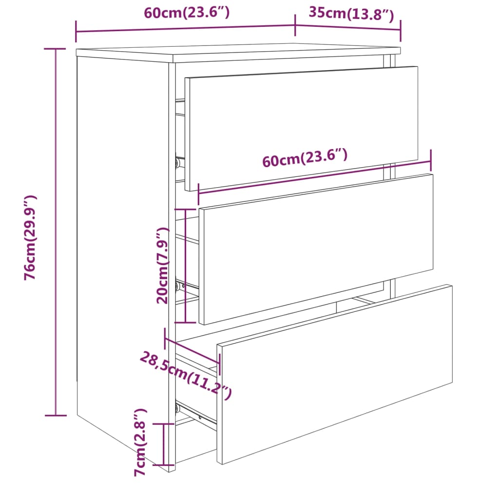 skænk 60x35x76 cm konstrueret træ betongrå