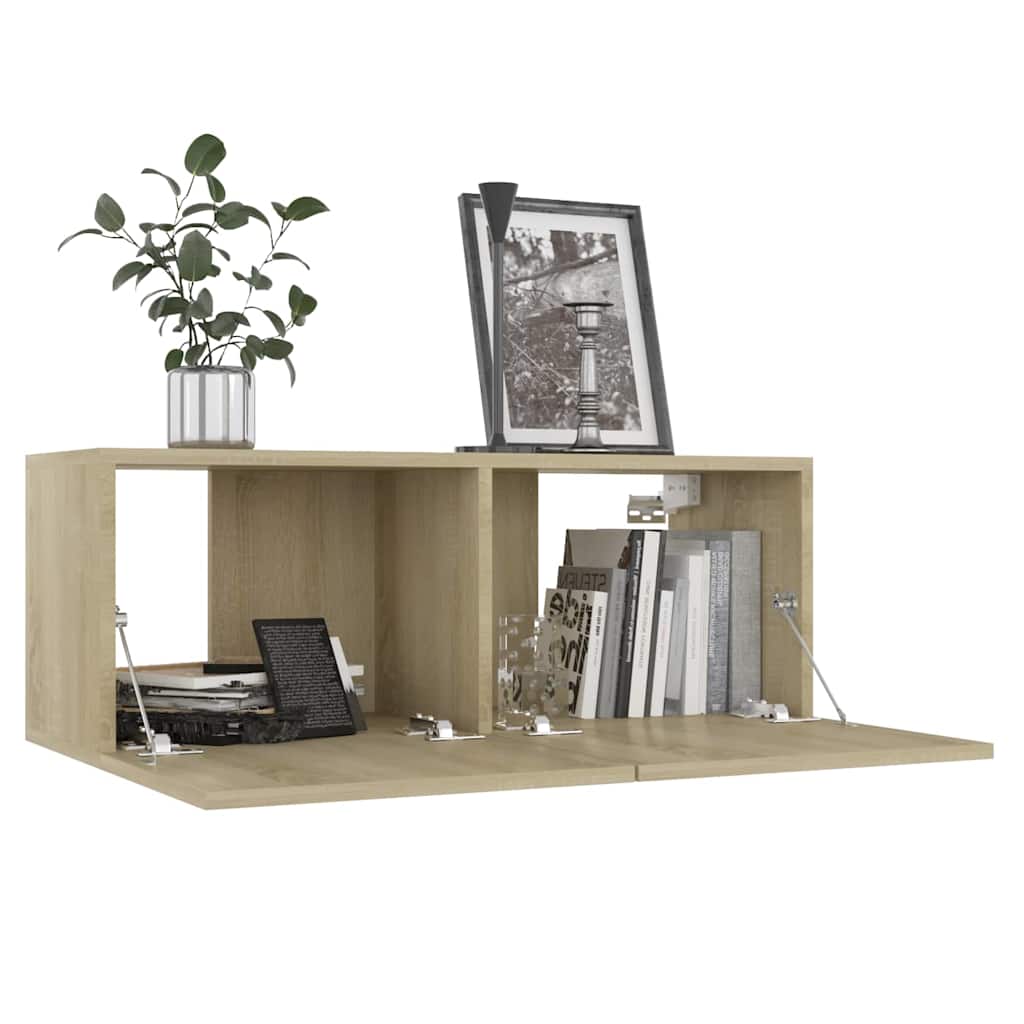tv-bord 80x30x30 cm konstrueret træ sonoma-eg