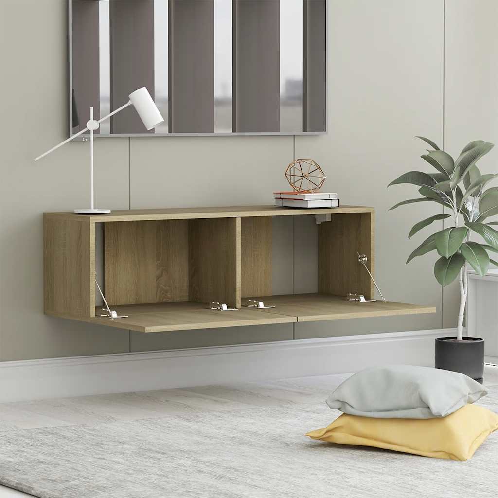 tv-bord 100x30x30 cm konstrueret træ sonoma-eg