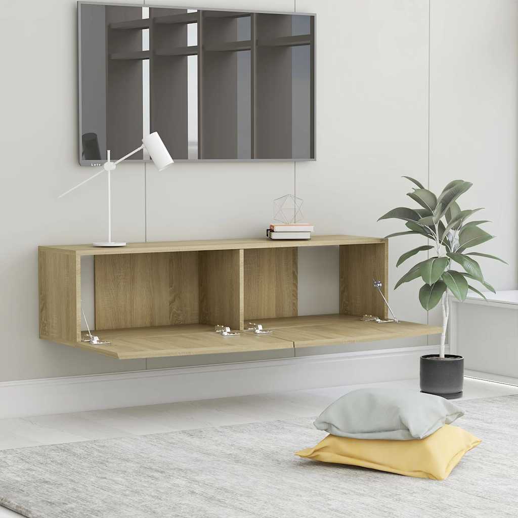 tv-bord 120x30x30 cm konstrueret træ sonoma-eg