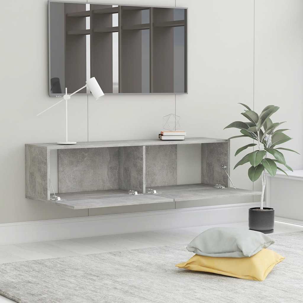 tv-bord 120x30x30 cm konstrueret træ betongrå