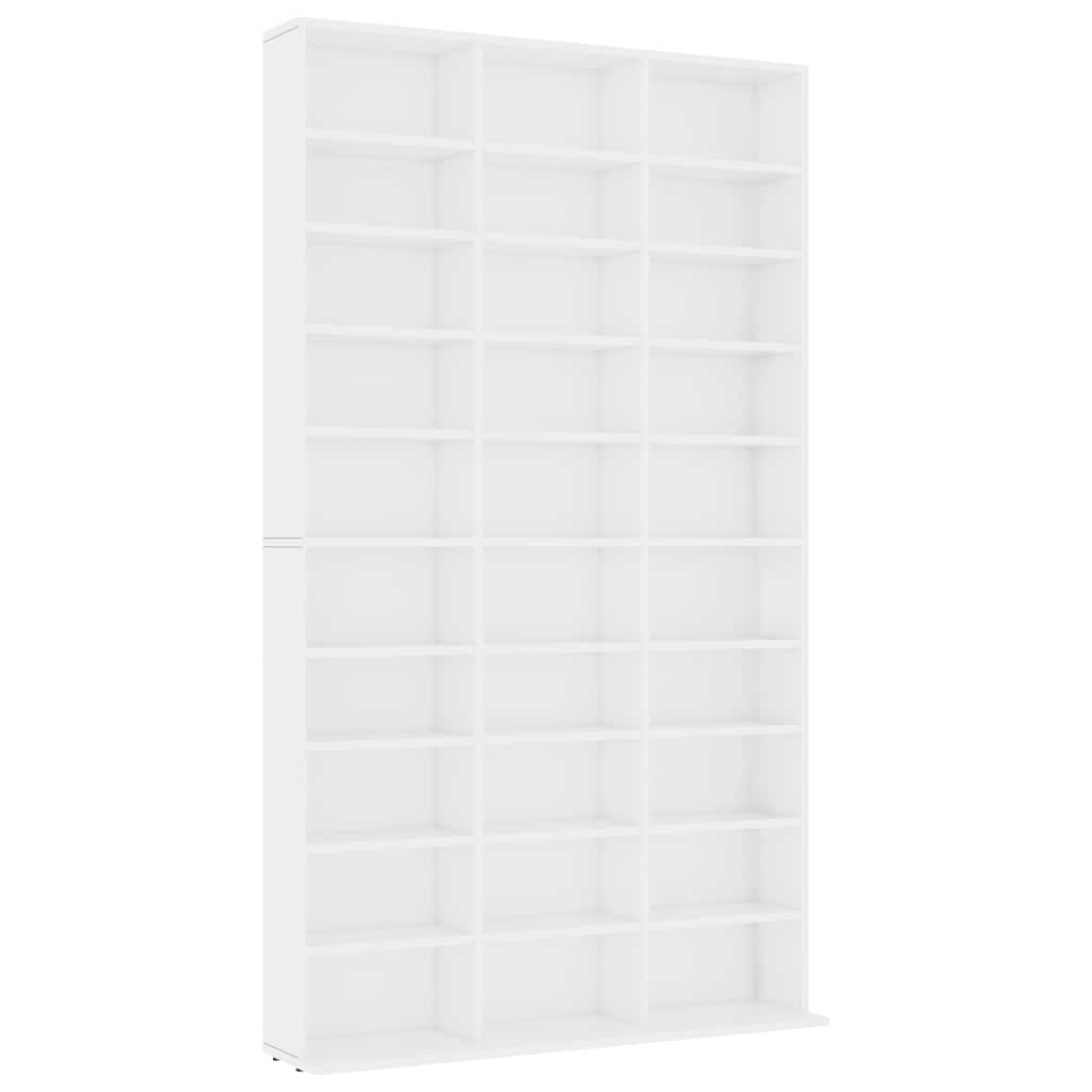cd-reol 102x23x177,5 cm konstrueret træ hvid