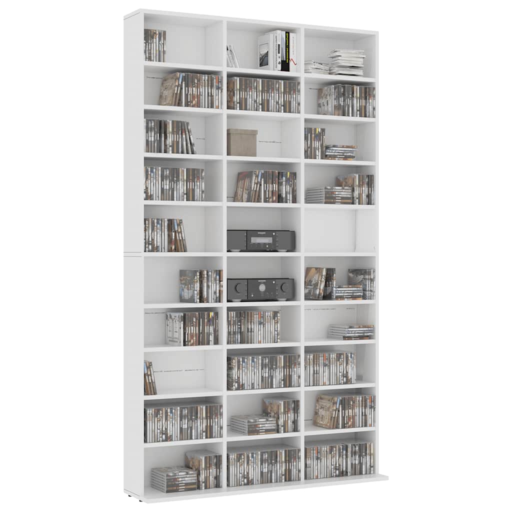 cd-reol 102x23x177,5 cm konstrueret træ hvid