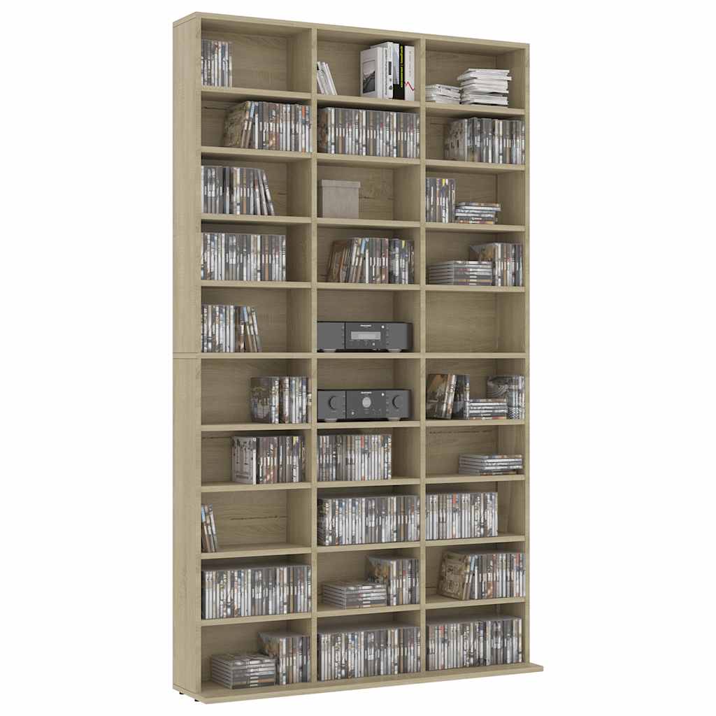cd-reol 102x23x177,5 cm konstrueret træ sonoma-eg