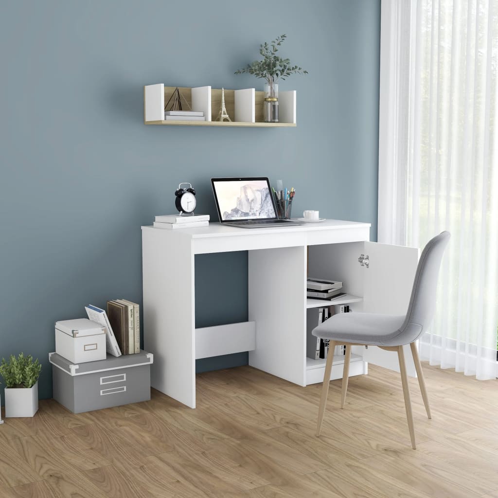 skrivebord 100x50x76 cm konstrueret træ hvid