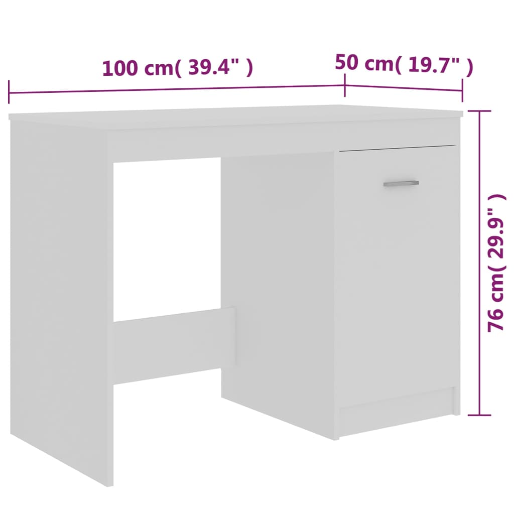 skrivebord 100x50x76 cm konstrueret træ hvid