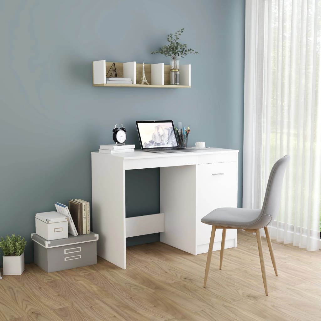 skrivebord 100x50x76 cm konstrueret træ hvid