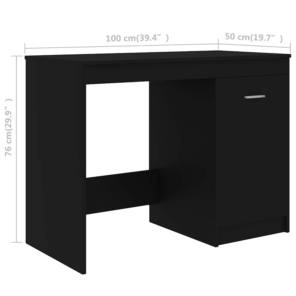 skrivebord 100x50x76 cm konstrueret træ sort