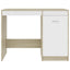 skrivebord 100x50x76 cm konstrueret træ hvid og sonoma-eg
