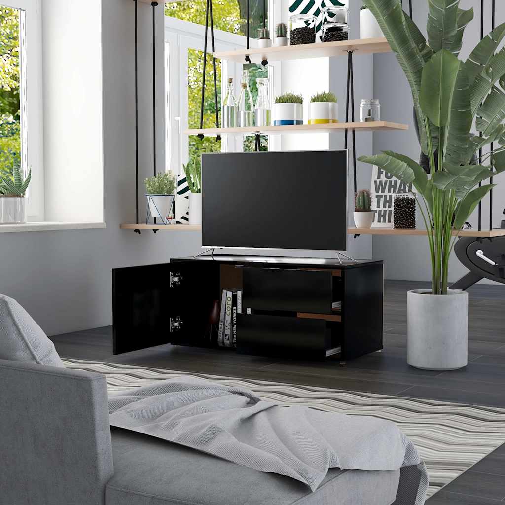 tv-bord 80x34x36 cm konstrueret træ sort