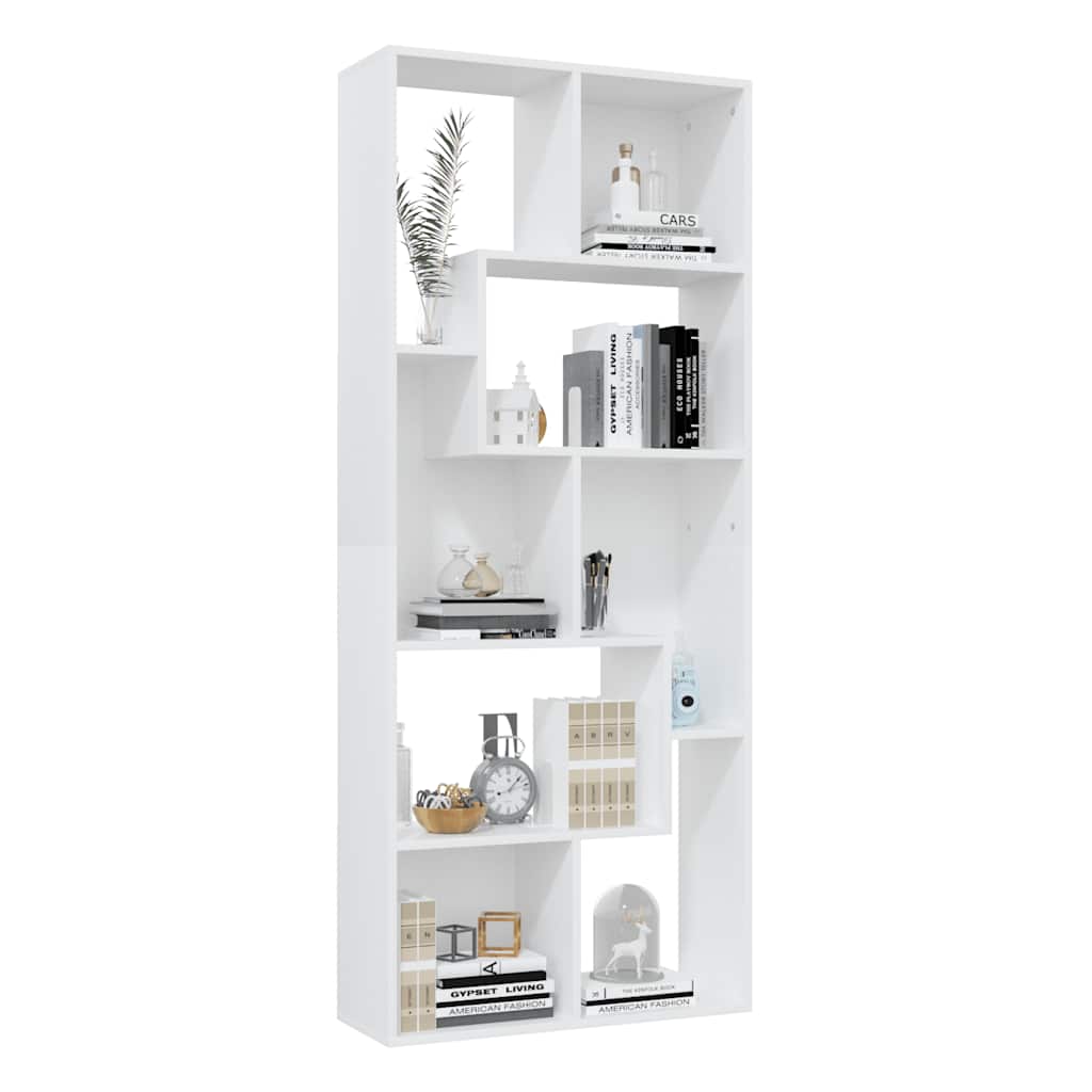 bogreol 67x24x161 cm konstrueret træ hvid