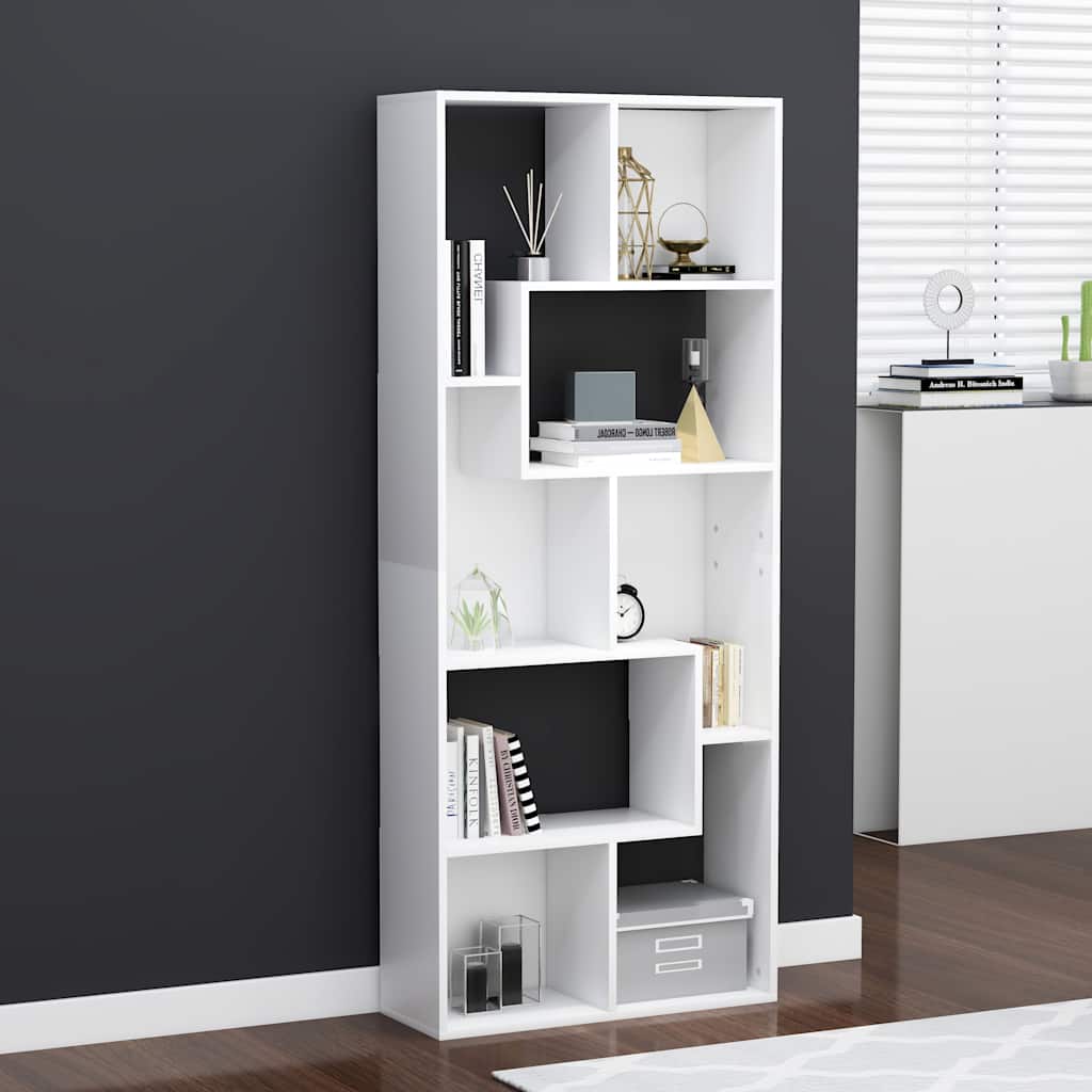 bogreol 67x24x161 cm konstrueret træ hvid