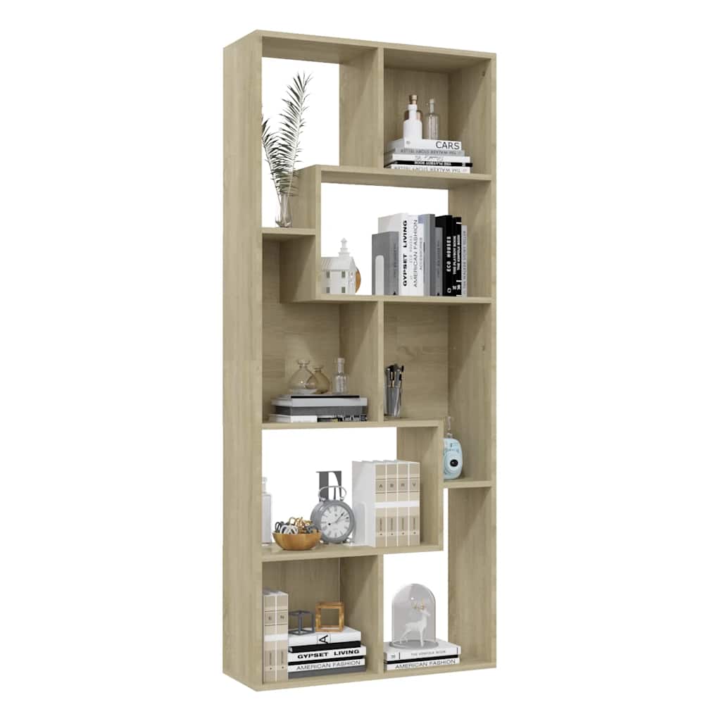 bogreol 67x24x161 cm konstrueret træ sonoma-eg