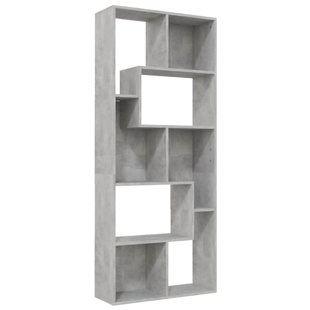 bogreol 67x24x161 cm konstrueret træ betongrå