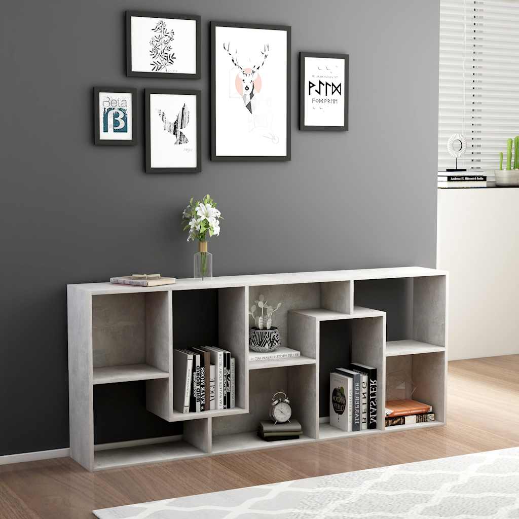 bogreol 67x24x161 cm konstrueret træ betongrå