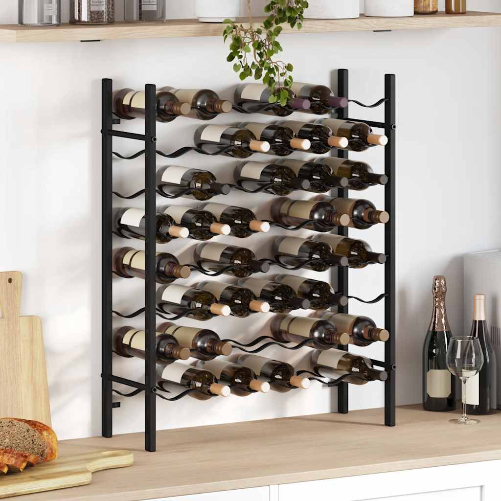 vinreol til 48 flasker metal sort