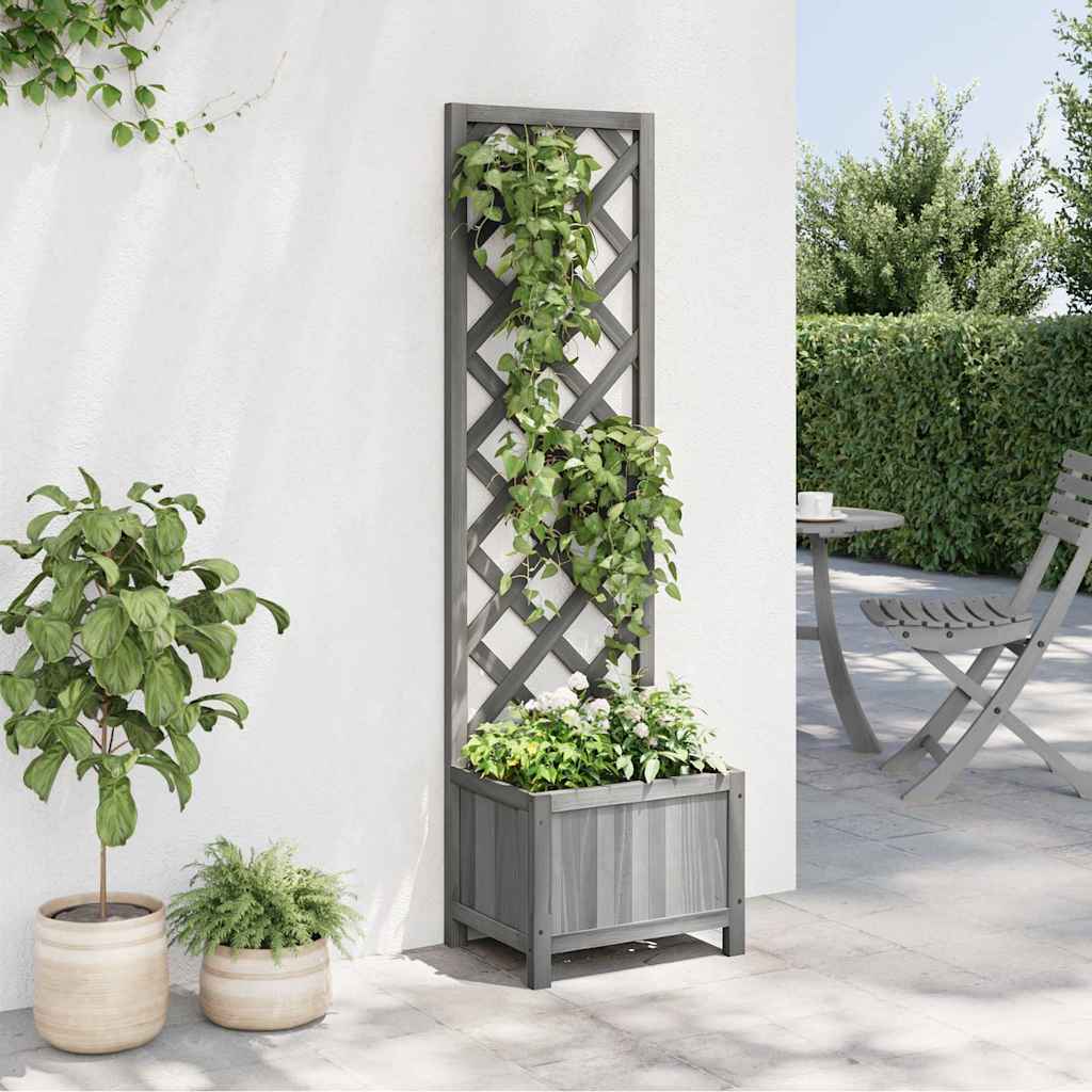 plantekasse med espalier 40x30x135 cm massivt grantræ