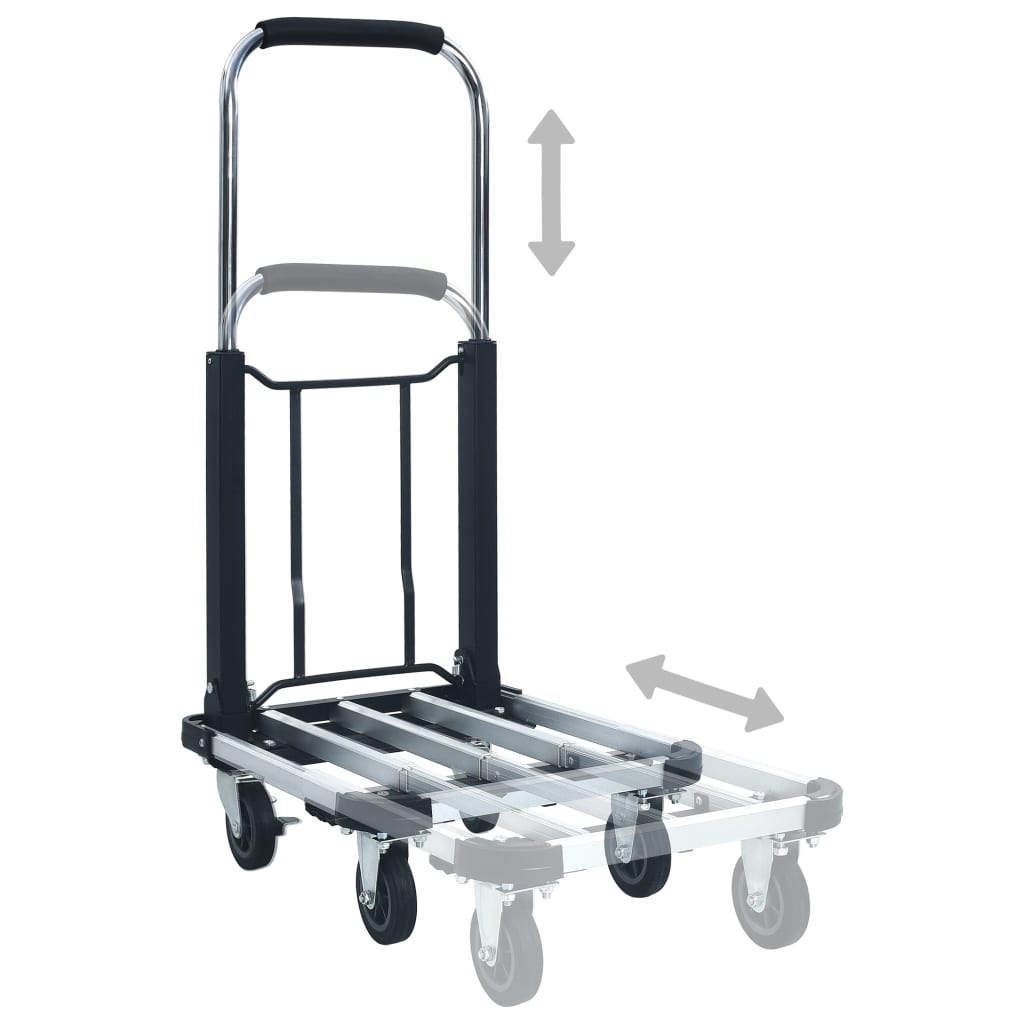 foldbar transportvogn 150 kg aluminium sølvfarvet