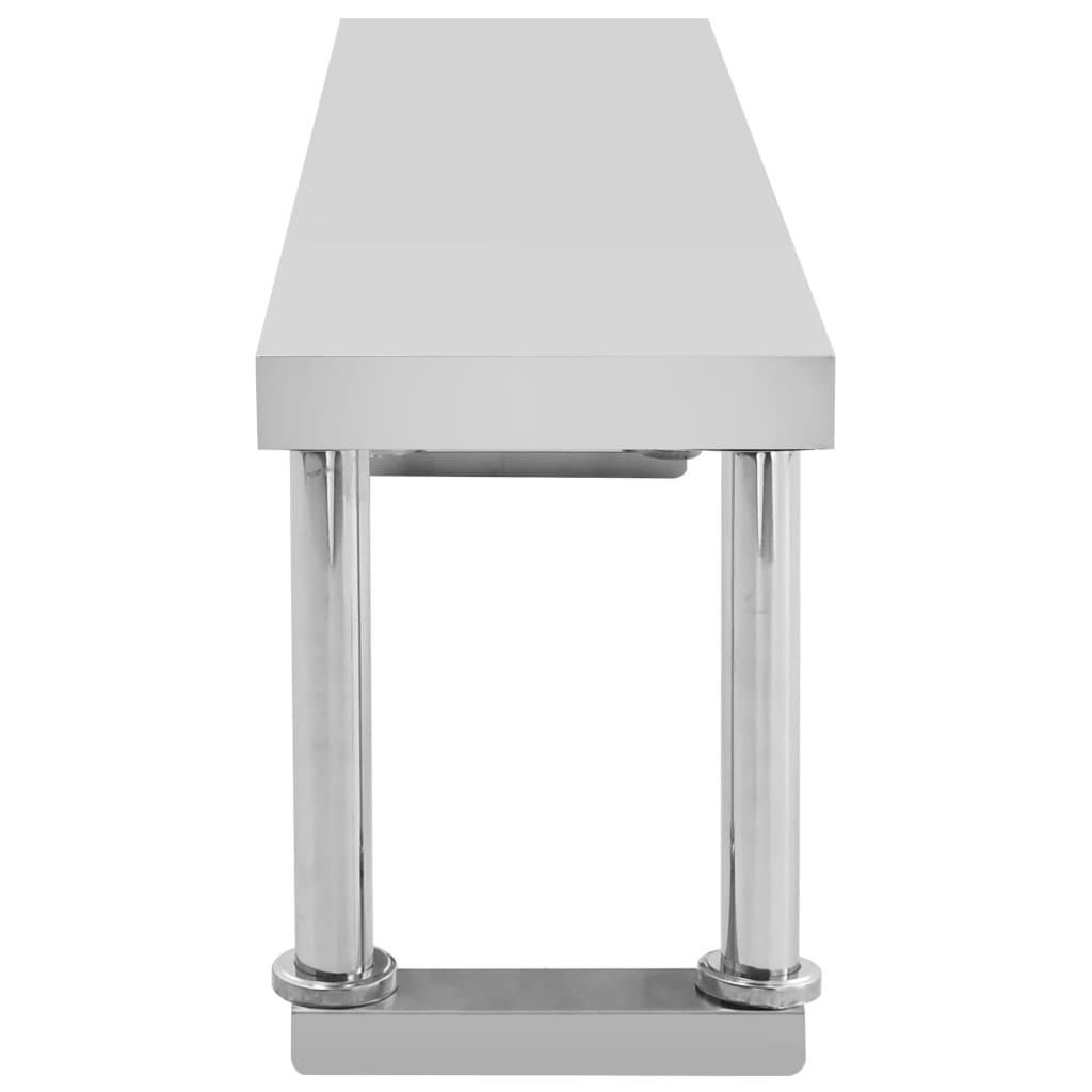 arbejdsbord til køkken med tophylde 120x60x120 cm rustfrit stål