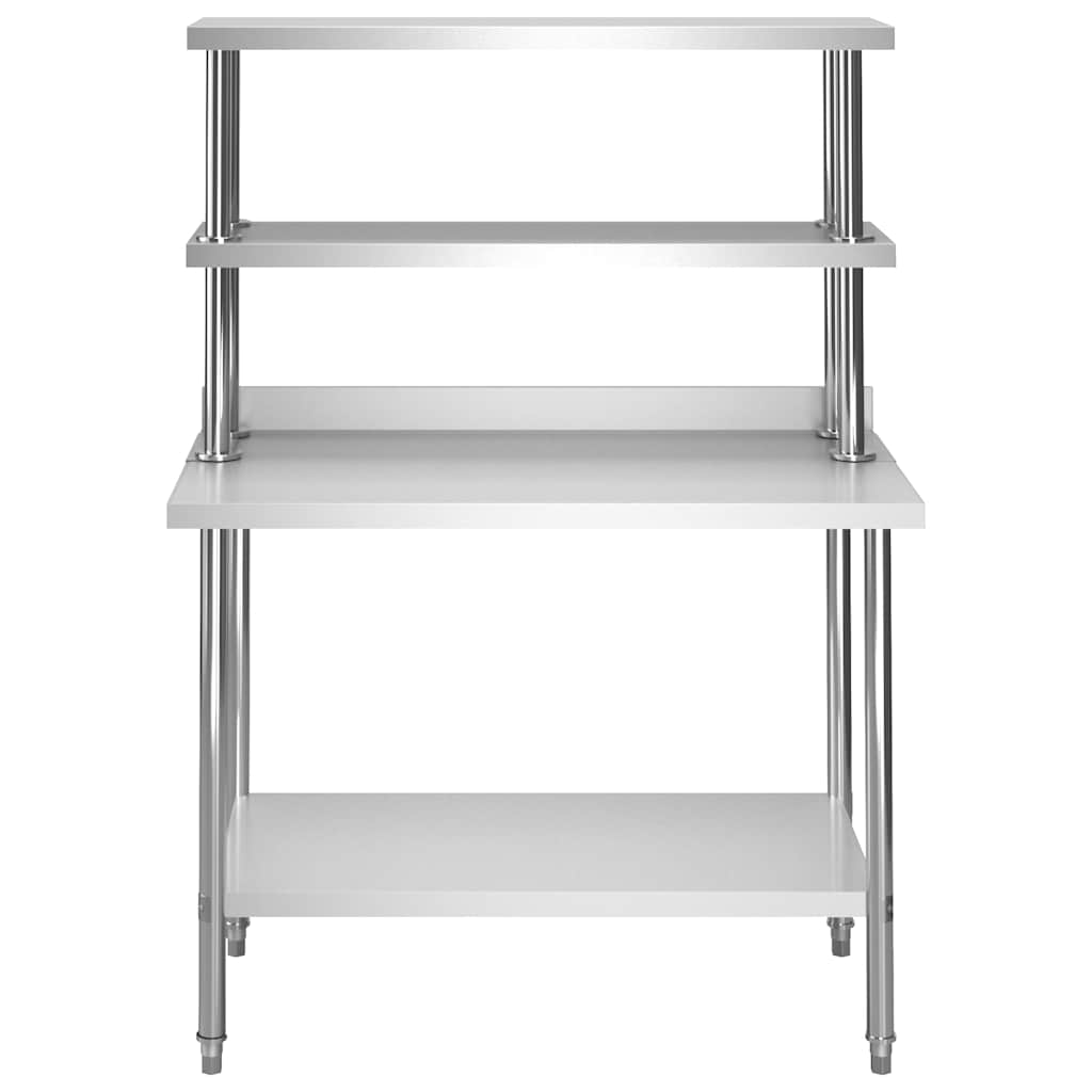 arbejdsbord til køkken med tophylde 120x60x150 cm rustfrit stål