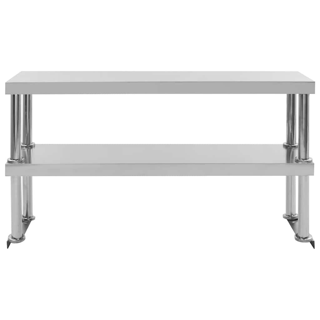 arbejdsbord til køkken med tophylde 120x60x150 cm rustfrit stål