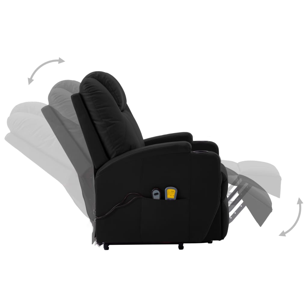 massagestol med løftefunktion kunstlæder sort