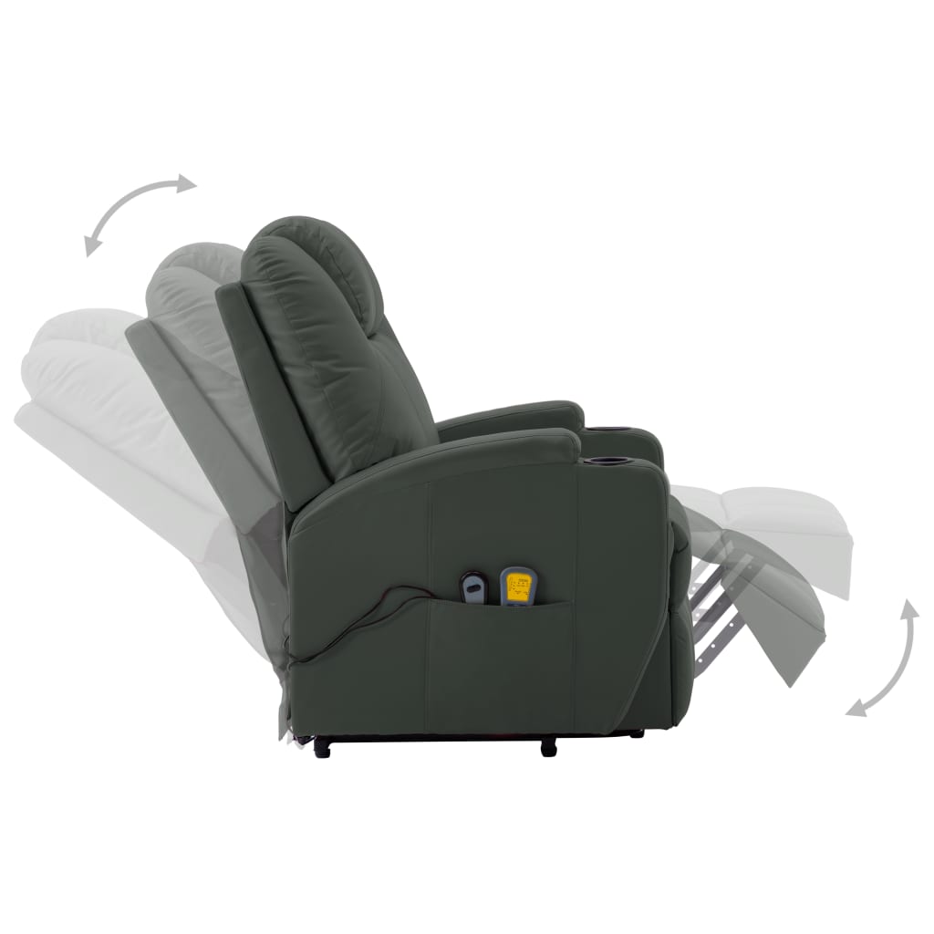 massagestol med løftefunktion kunstlæder antracitgrå