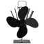 varmedrevet ovnventilator 4 blade sort