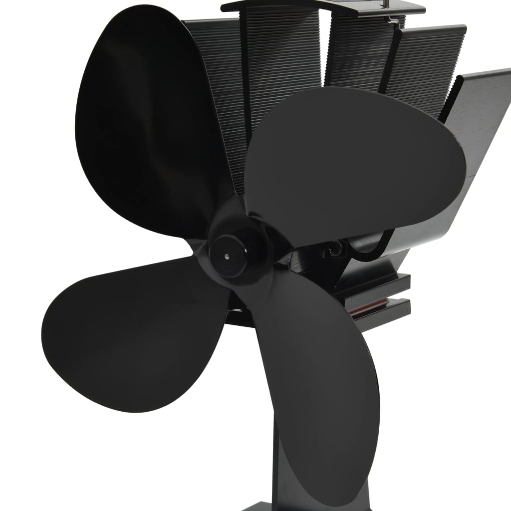 varmedrevet ovnventilator 4 blade sort