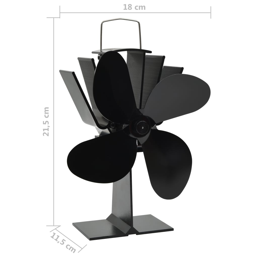 varmedrevet ovnventilator 4 blade sort