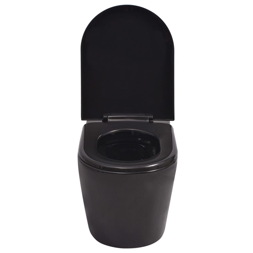 væghængt toilet med skjult cisterne keramisk sort