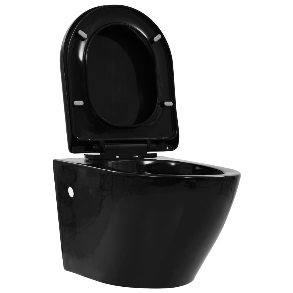 væghængt toilet med skjult cisterne keramisk sort
