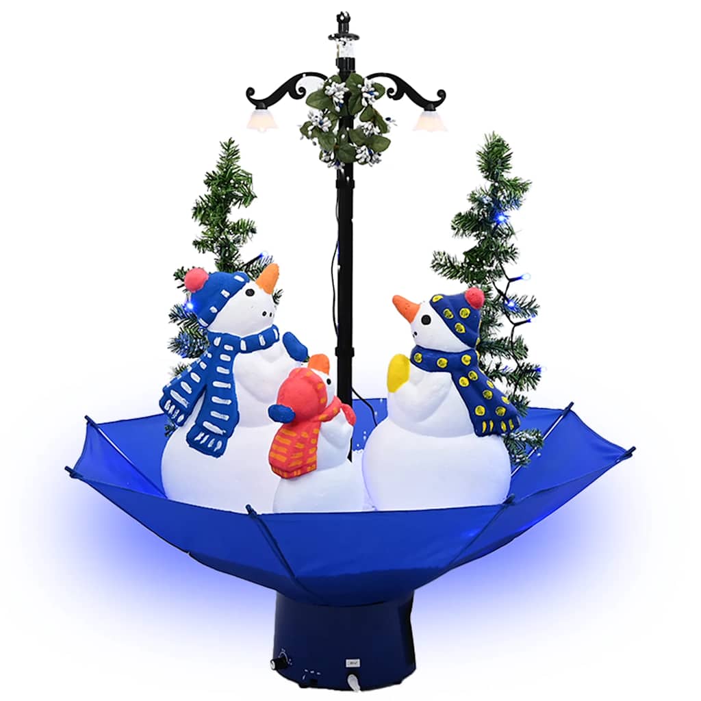 juletræ med snefald paraplyfod 75 cm PVC blå