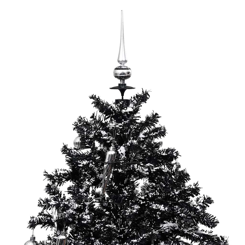 juletræ med snefald paraplyfod 140 cm PVC sort