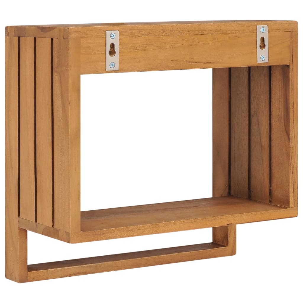 vægmonteret håndklædeholder 35x20x35 cm massivt teaktræ