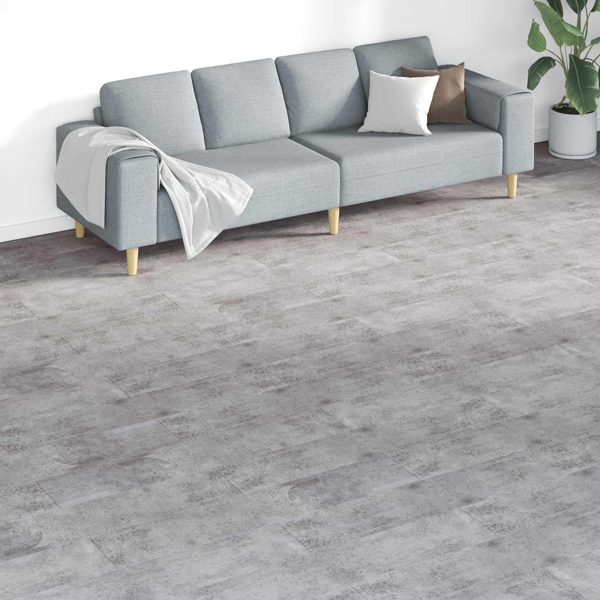Gulvplanker Cement Brun 5,26 m² 18 stk. PVC
