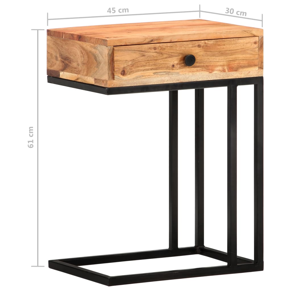 U-formet sidebord 45x30x61 cm massivt akacietræ
