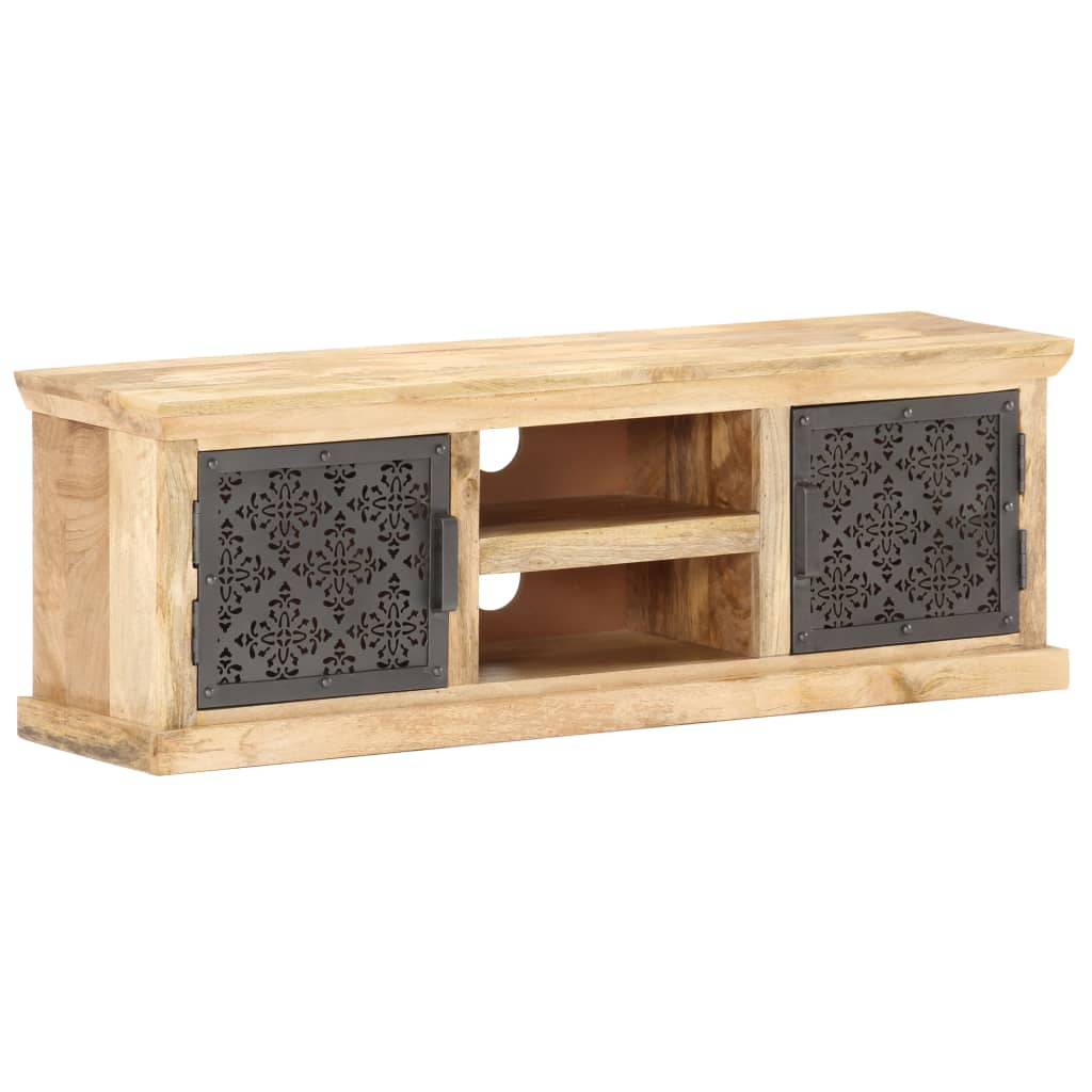 tv-skab med stållåger 120x30x40 cm massivt mangotræ
