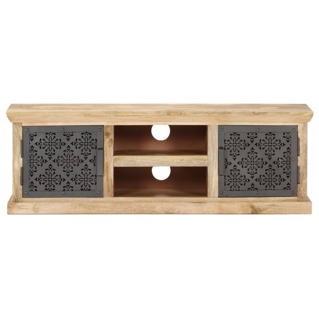 tv-skab med stållåger 120x30x40 cm massivt mangotræ
