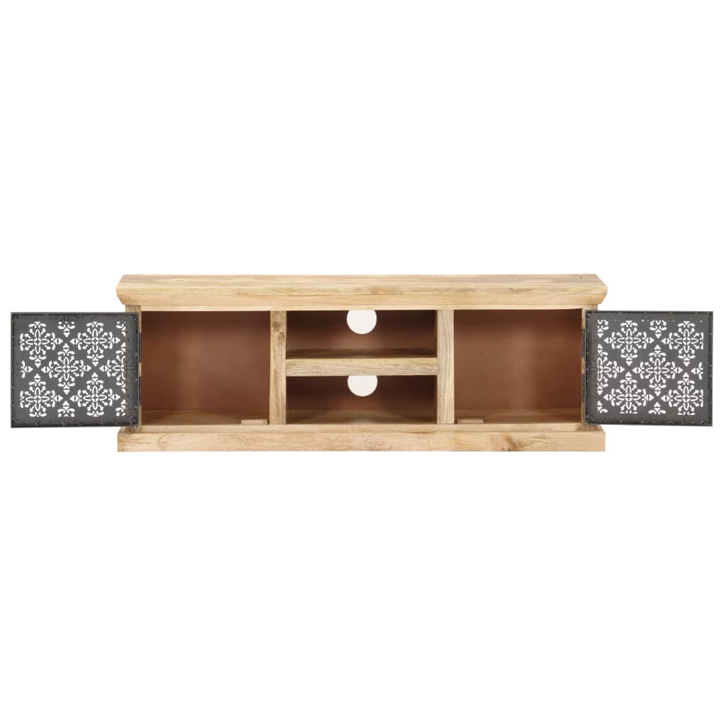 tv-skab med stållåger 120x30x40 cm massivt mangotræ