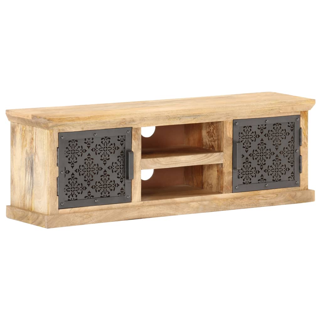 tv-skab med stållåger 120x30x40 cm massivt mangotræ