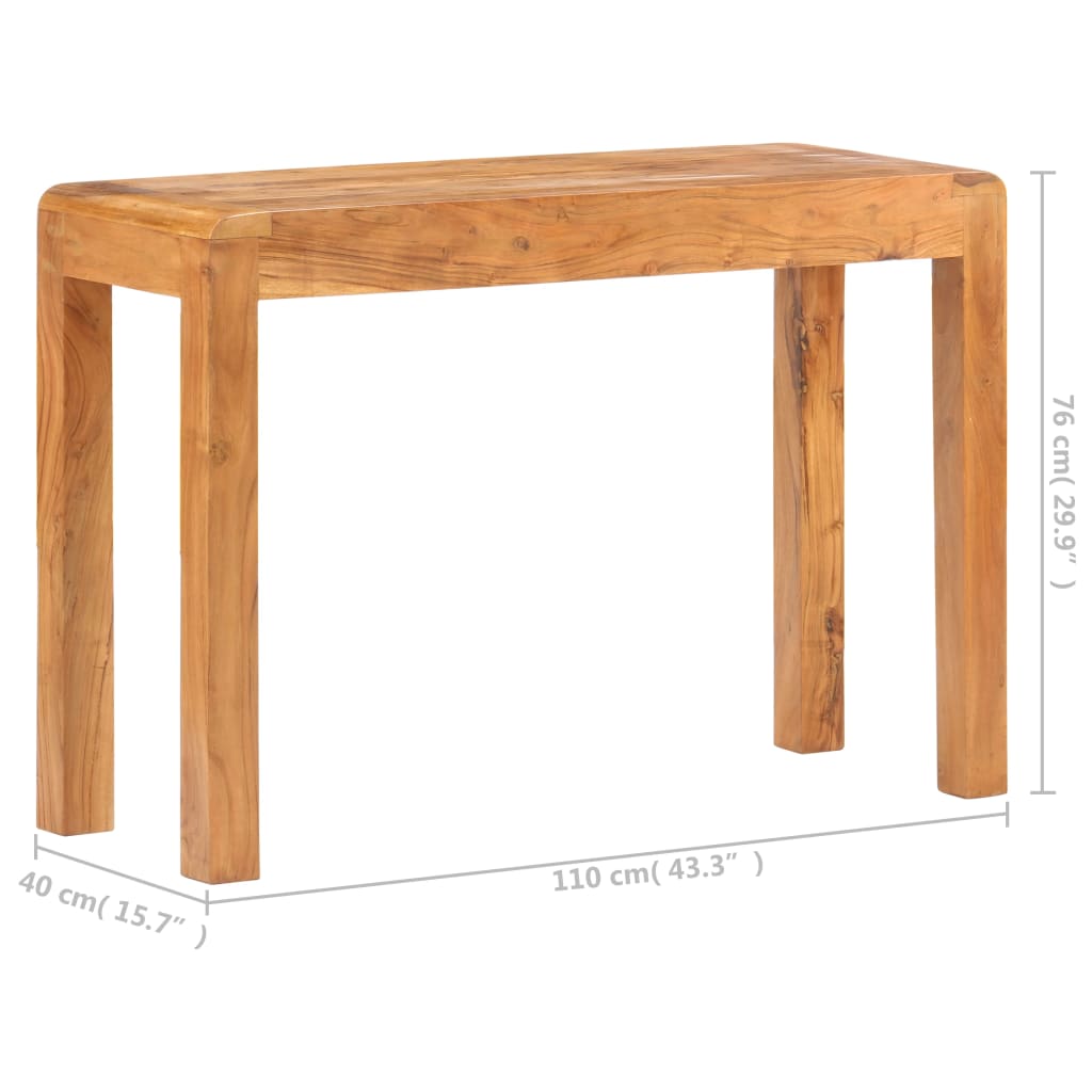 konsolbord 110x40x76 cm massivt akacietræ med honningfinish