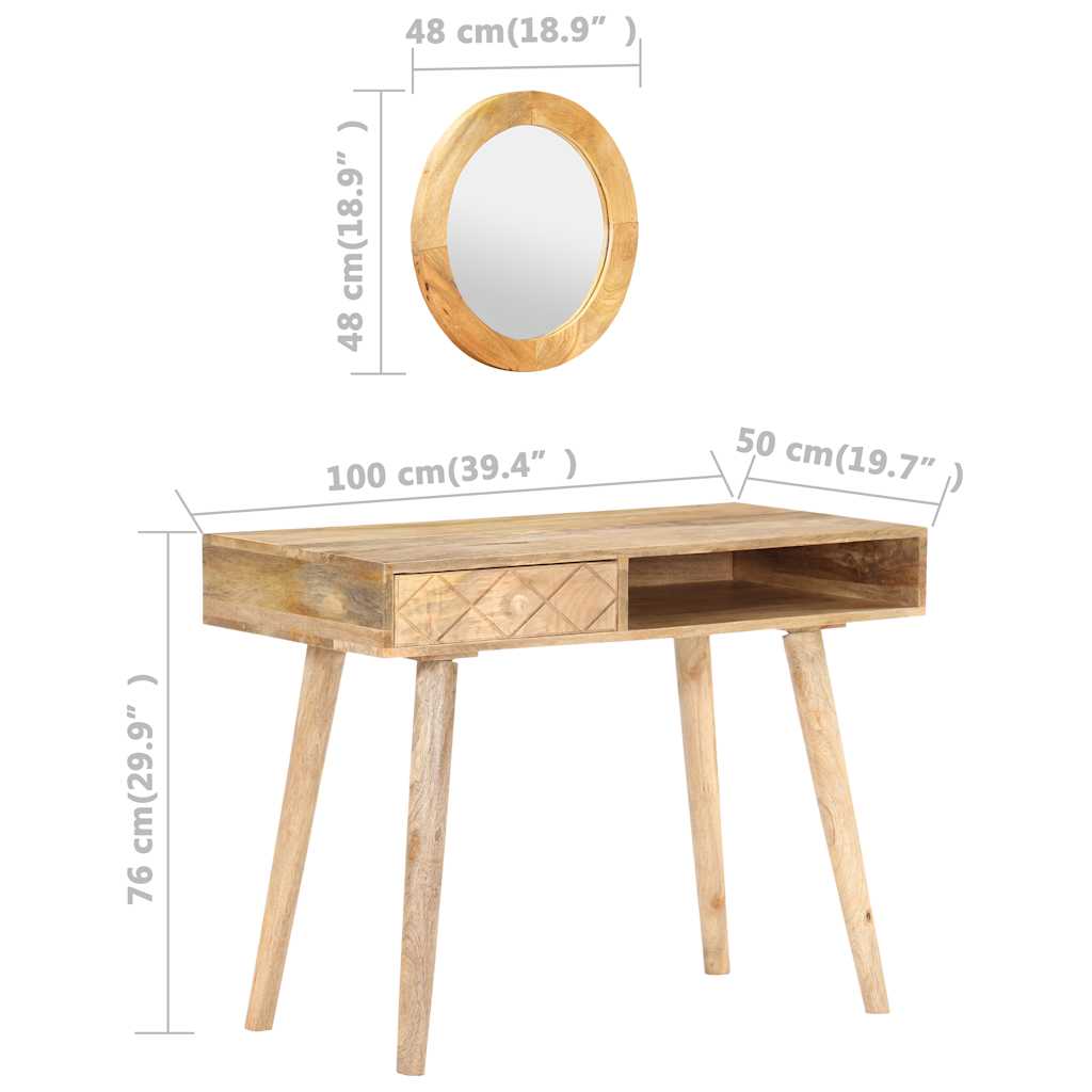 kosmetikbord 100x50x76 cm massivt mangotræ