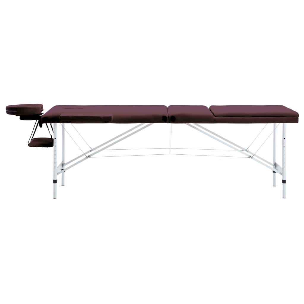 foldbart massagebord 3 zoner aluminium lilla
