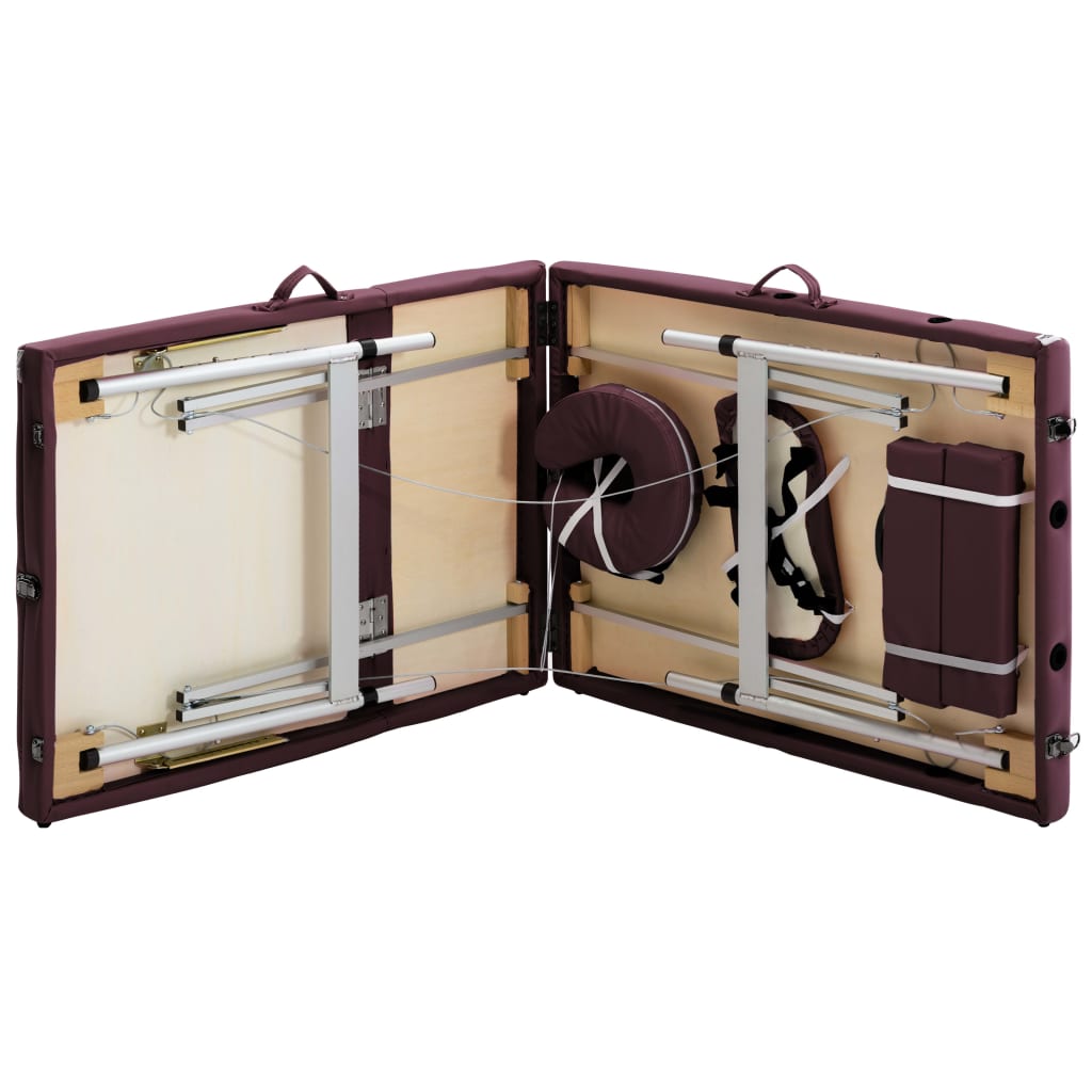 foldbart massagebord 3 zoner aluminium lilla
