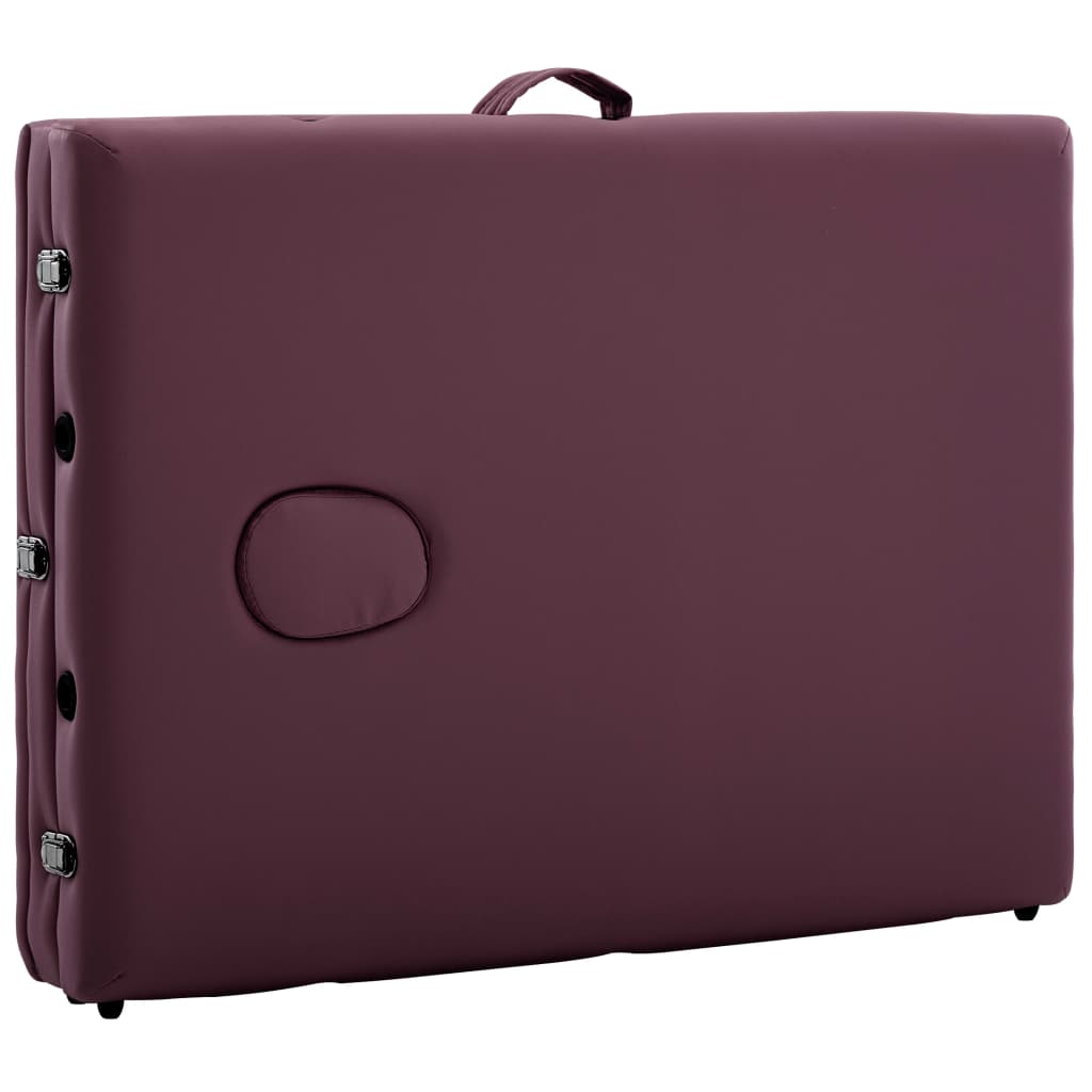 foldbart massagebord 3 zoner aluminium lilla
