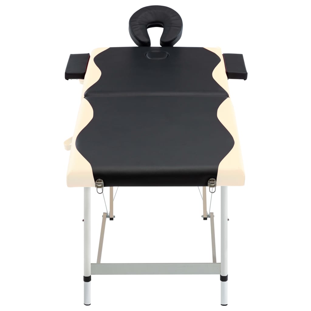 sammenfoldeligt massagebord aluminiumsstel 2 zoner sort beige