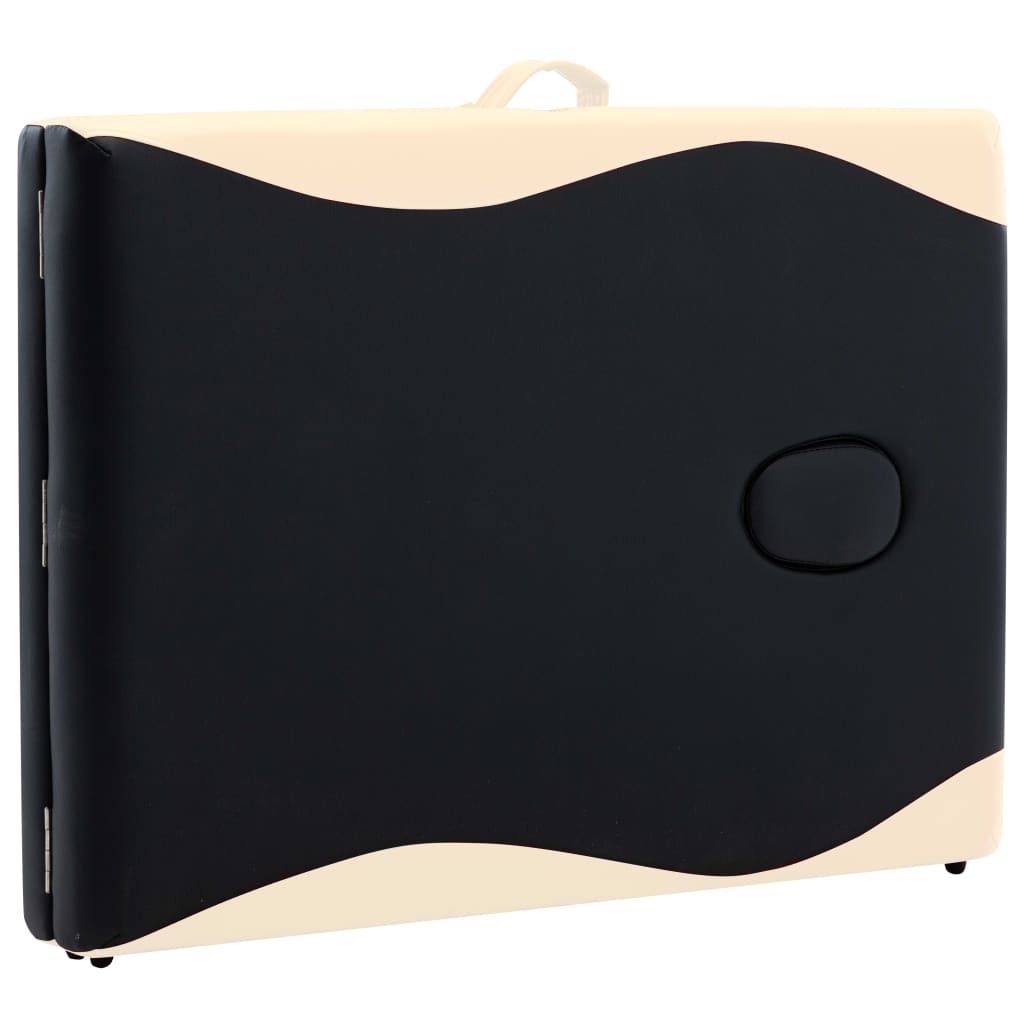 sammenfoldeligt massagebord aluminiumsstel 2 zoner sort beige