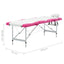 foldbart massagebord 4 zoner aluminium hvid og pink