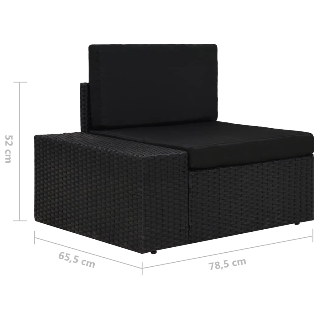 loungesæt til haven 5 dele polyrattan sort